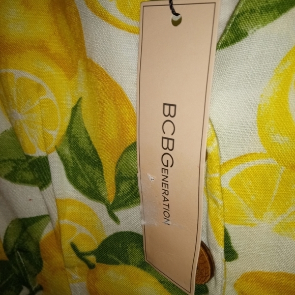 BCBgeneration Lemon Yellow & White Button Down Romper Preppy Resort Wear Sz. S - Picture 3 of 16